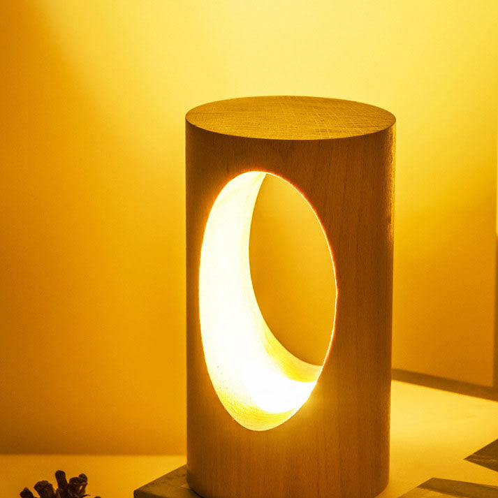 Rebolet| Japanische Massivholz rechteckige Säulen-LED-Nachtlampe USB Tischlampe