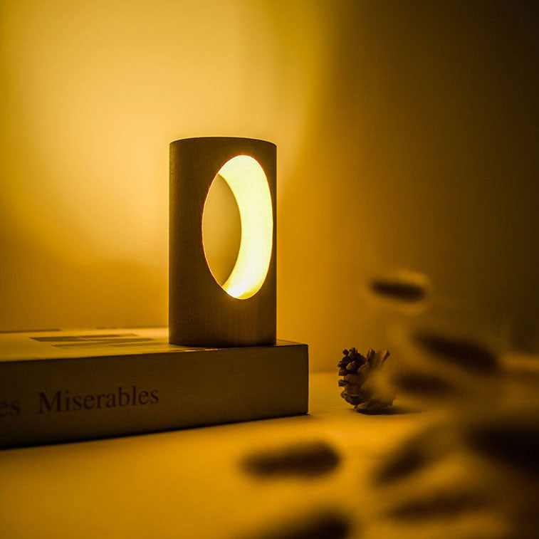 Rebolet| Japanische Massivholz rechteckige Säulen-LED-Nachtlampe USB Tischlampe