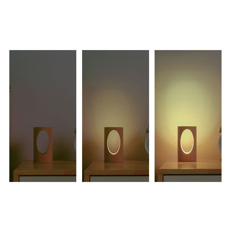 Rebolet| Japanische Massivholz rechteckige Säulen-LED-Nachtlampe USB Tischlampe