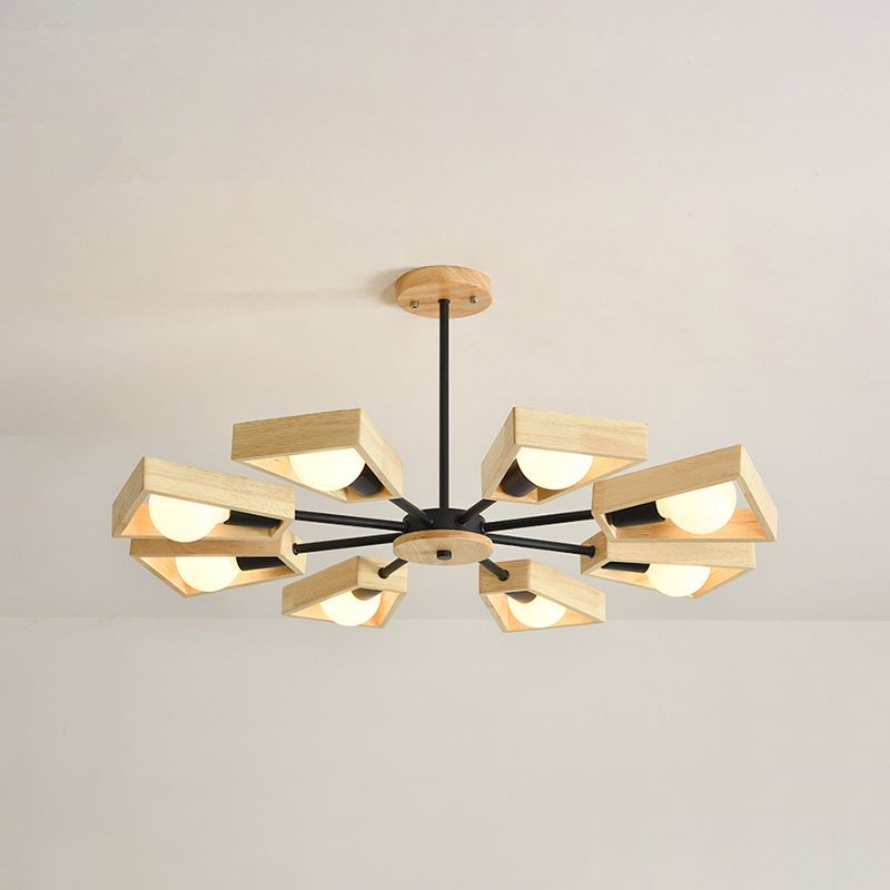 Rebolet| Sputnik Kronleuchter aus Holz | Modernes Geometrisches Design