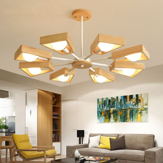 Rebolet| Sputnik Kronleuchter aus Holz | Modernes Geometrisches Design