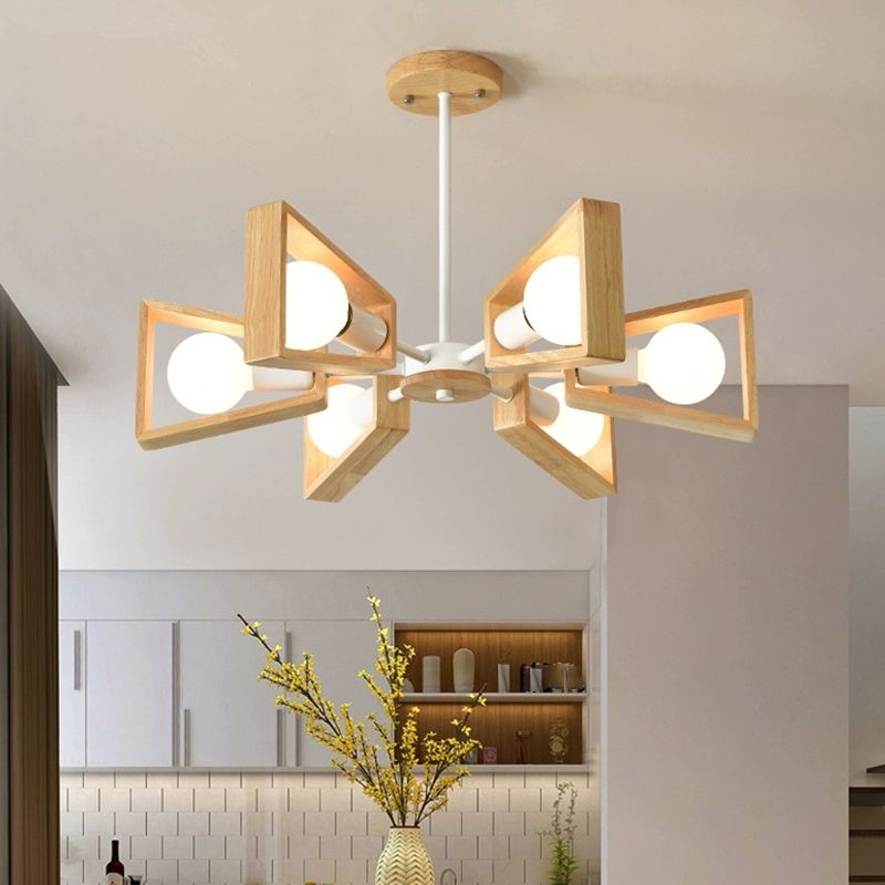 Rebolet| Sputnik Kronleuchter aus Holz | Modernes Geometrisches Design