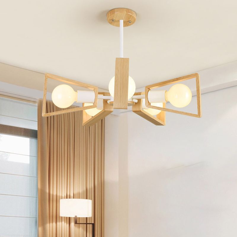 Rebolet| Sputnik Kronleuchter aus Holz | Modernes Geometrisches Design