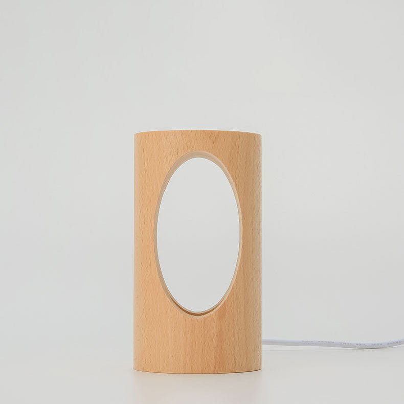 Rebolet| Japanische Massivholz rechteckige Säulen-LED-Nachtlampe USB Tischlampe
