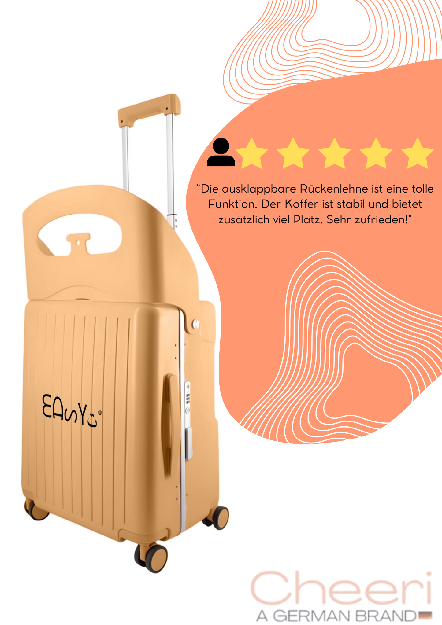 Rebolet| Handgepäckkoffer EASY mit Sitz und klappbarer Rückenlehne