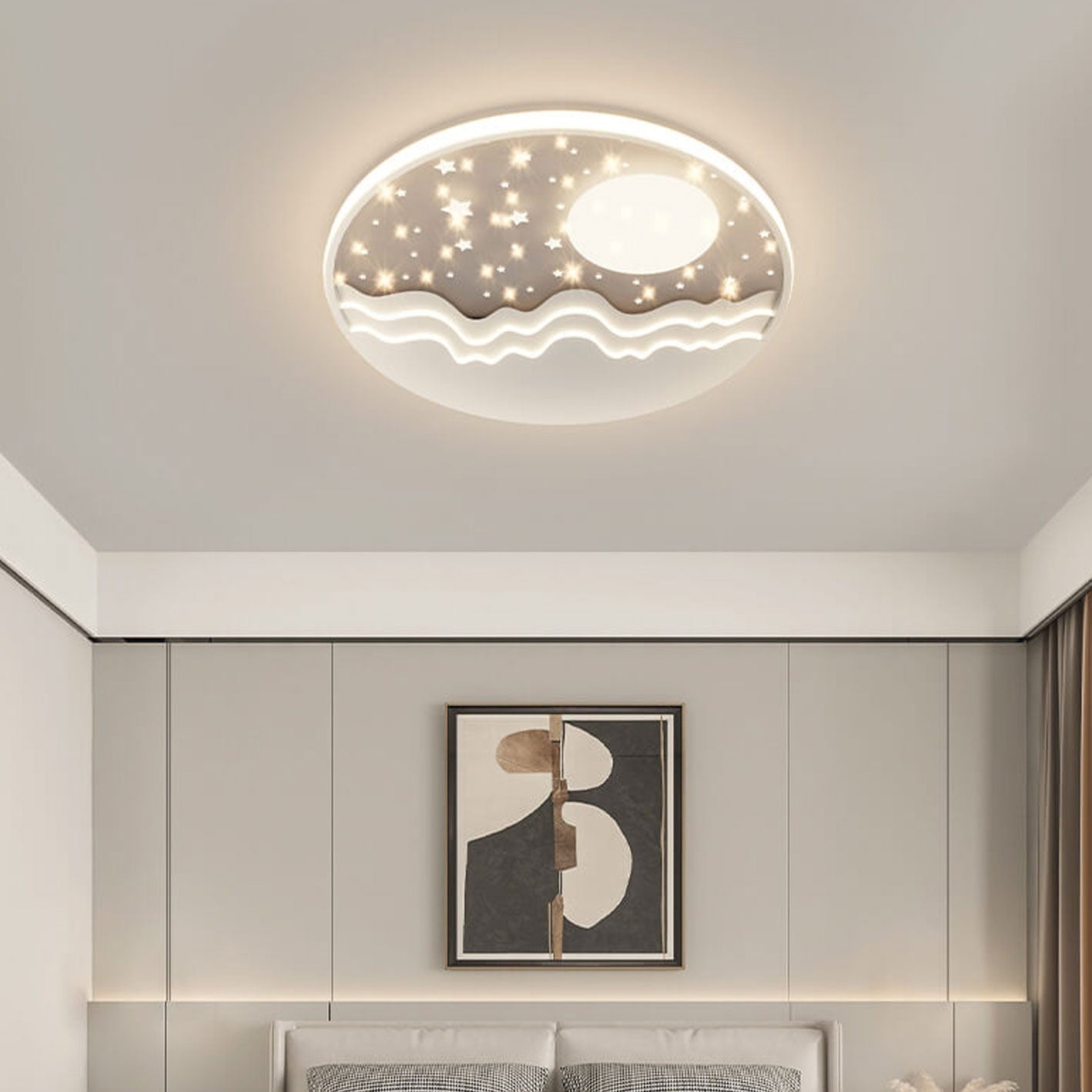 Rebolet| LunaAura LED-Deckenleuchte | Himmlisches Mond-Stern-Design