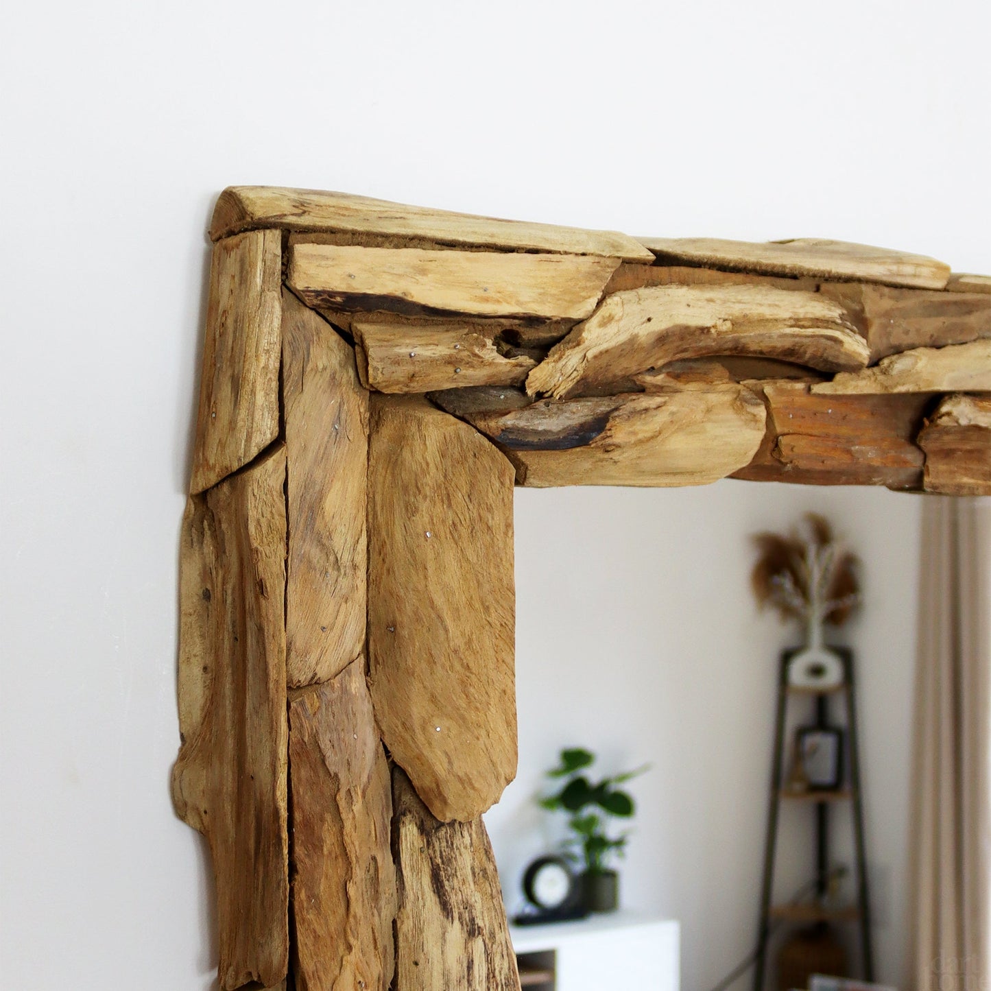 Rebolet| Rechteckiger Wandspiegel aus recyceltem Teakholz