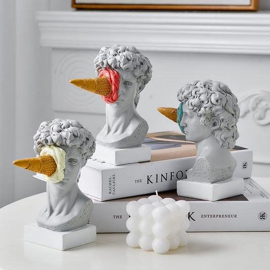 Rebolet| David Figurine mit Eiscreme Heimdekoration Skulptur