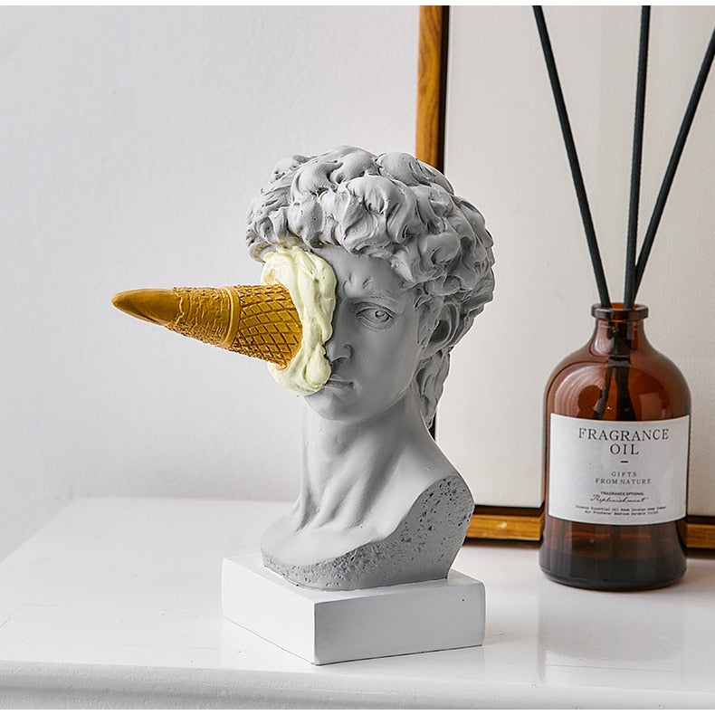 Rebolet| David Figurine mit Eiscreme Heimdekoration Skulptur