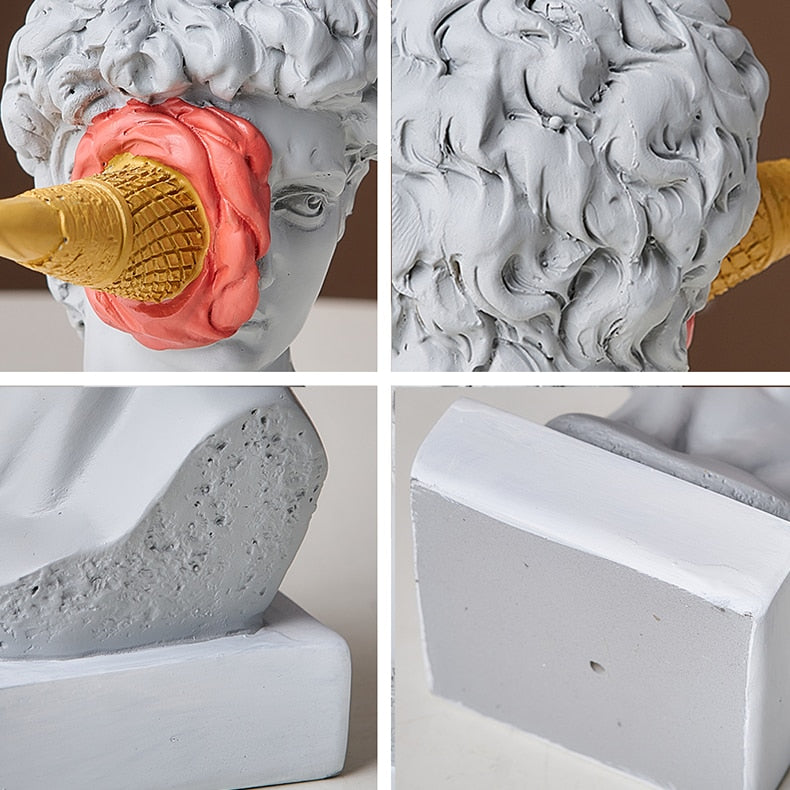 Rebolet| David Figurine mit Eiscreme Heimdekoration Skulptur