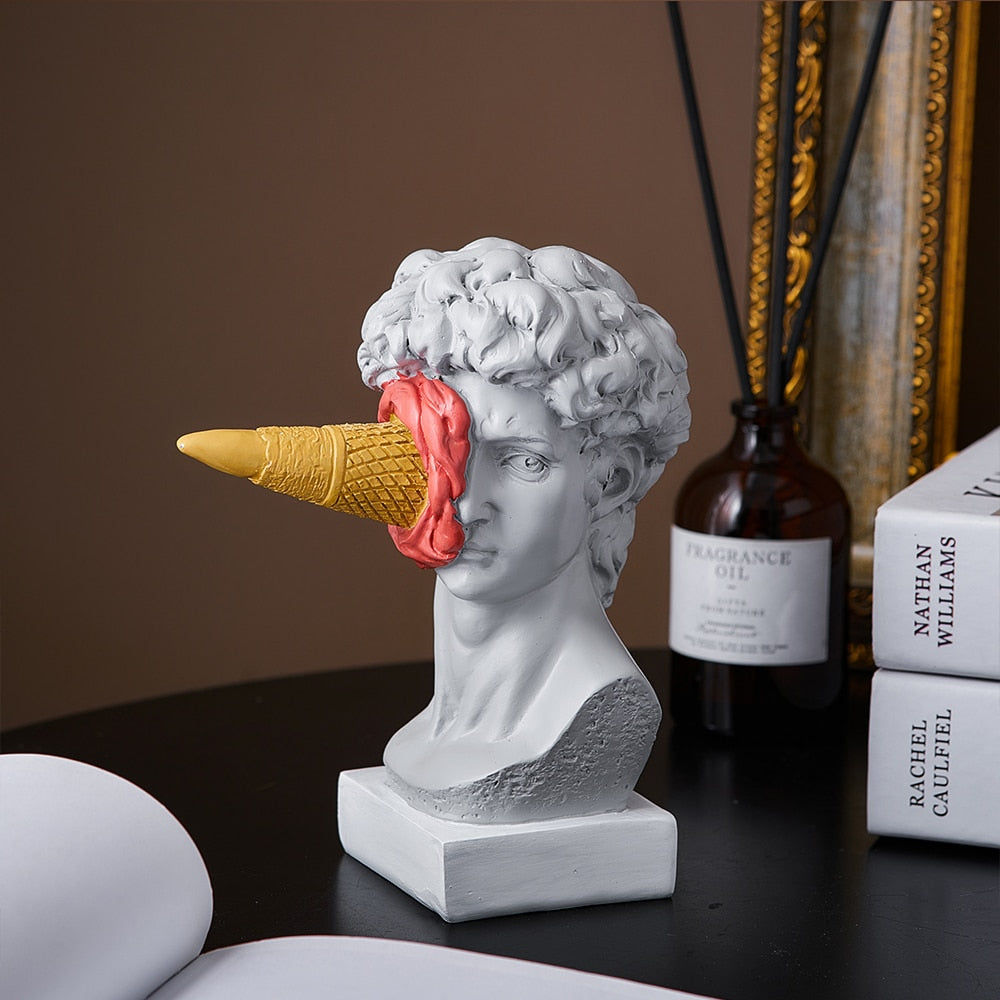 Rebolet| David Figurine mit Eiscreme Heimdekoration Skulptur