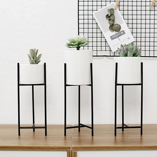 Rebolet| Keramik Blumentopf mit Metallständer | Modernes Minimalistisches Design